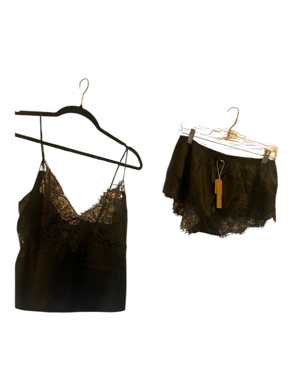 NWT Skims SILK Lace Cami/Short Set BLACK Size M